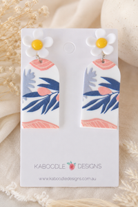 Daisy Flower Earrings - Geometric Leaves Fruit Statement Drops