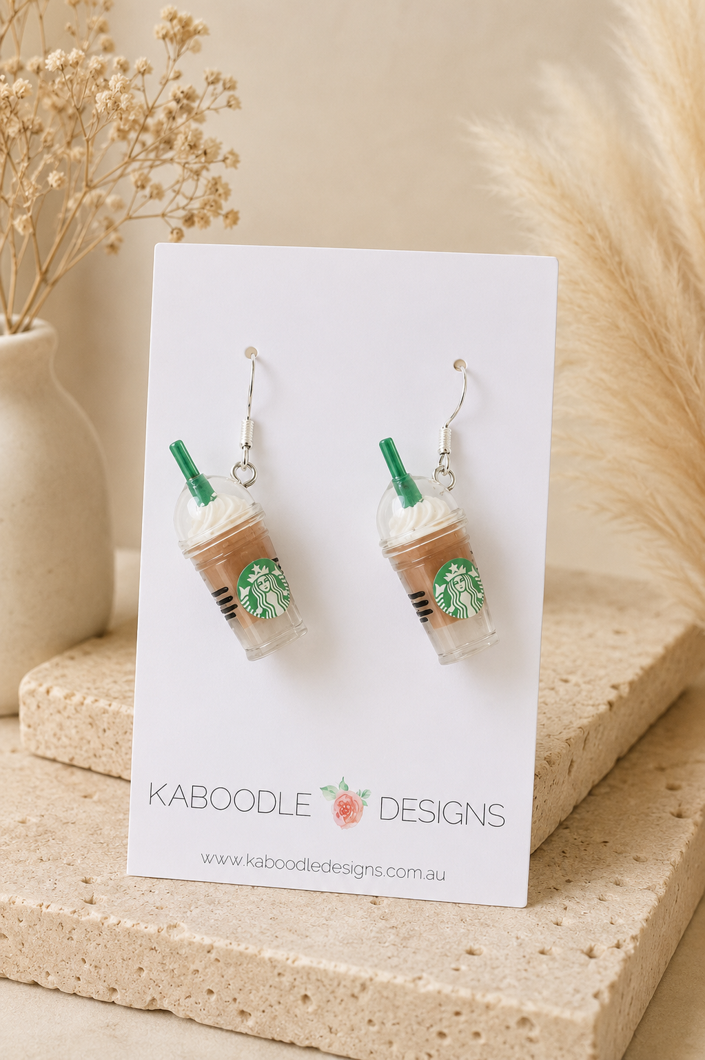 Coffee Frappe Earrings - Miniature Starbucks 3D Mocha Chocolate Dangle