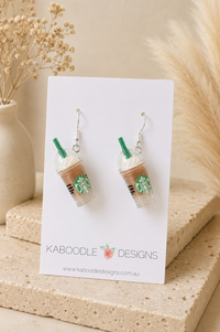 Coffee Frappe Earrings - Miniature Starbucks 3D Mocha Chocolate Dangle