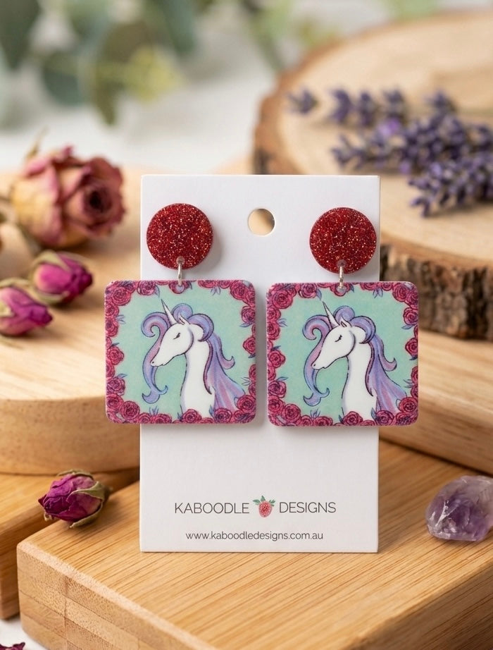 Acrylic Unicorn Drop Dangle Earrings
