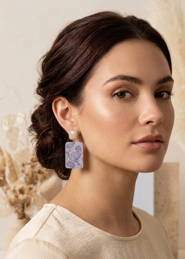 Paisley Earrings - Acrylic Swirls and Patterns Dangle Drops