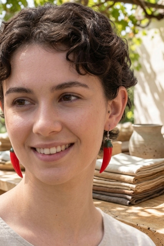 Miniature 3D Chilli Pepper Dangle Drop Earrings