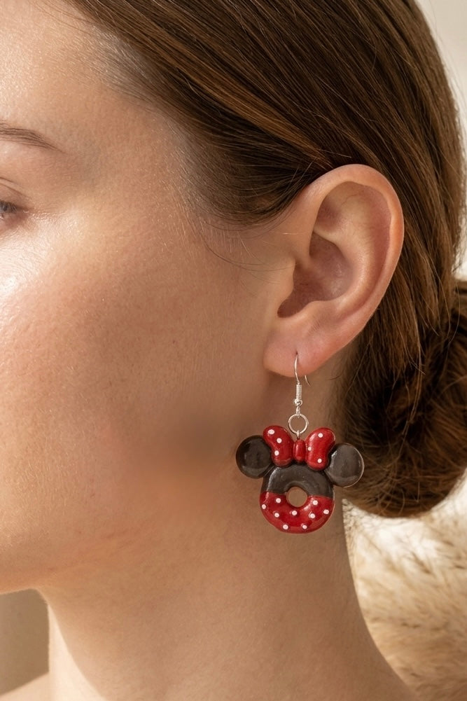 Micky and Minnie Pretzel Earrings - Chocolate Drop Design