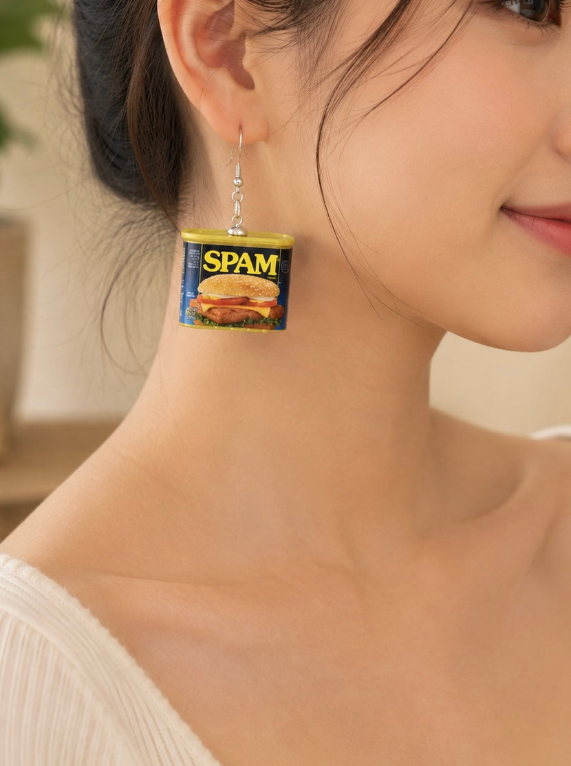 Novelty Fun 3D SPAM Ham Sandwich Drop Dangle Earrings