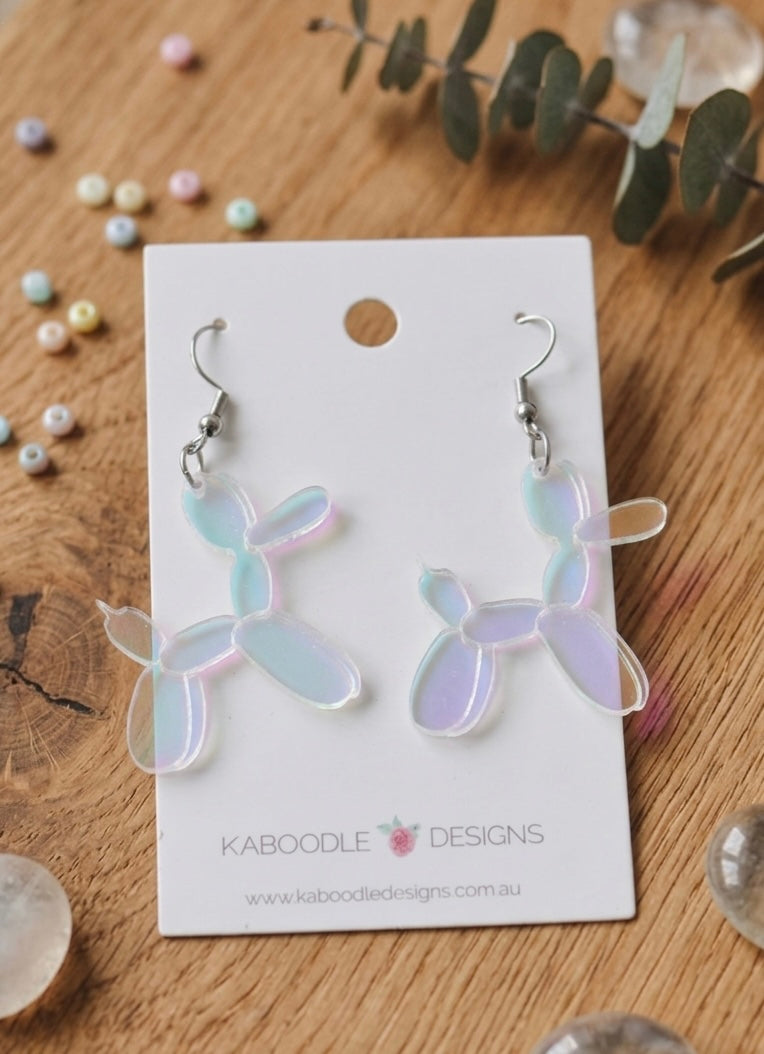 Balloon Dog Transparent Translucent Drop Dangle Earrings