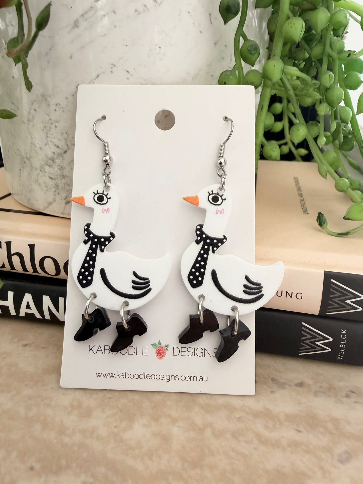 Acrylic Duck Goose Drop Dangle Earrings