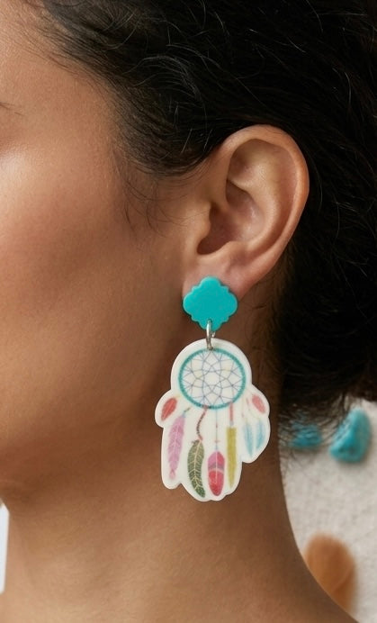 Acrylic Resin Dreamcatcher Dream Catcher Drop Dangle Earrings