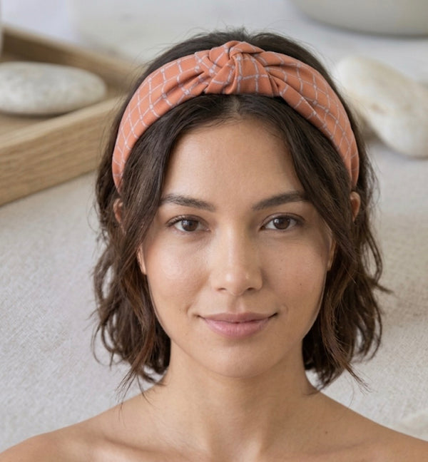 Fabric Knotted Headband - Pastel Pink Flowers