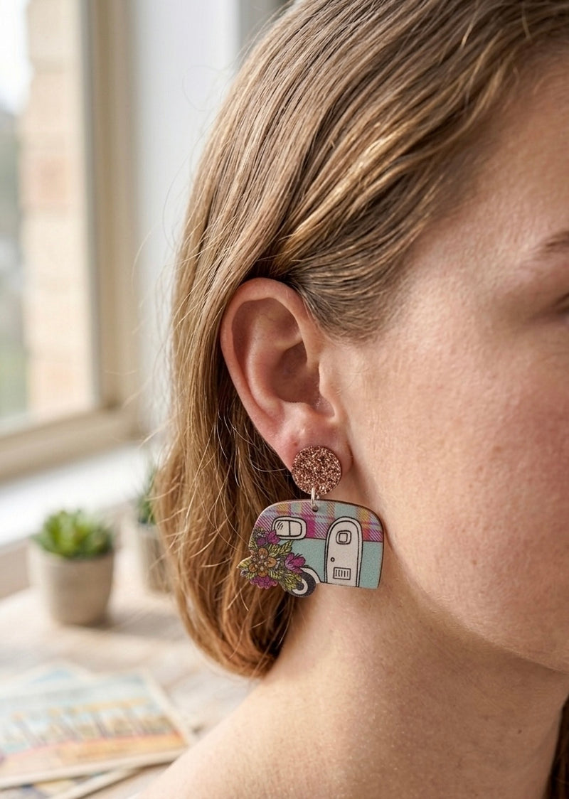 Campervan Camping Drop Dangle Earrings