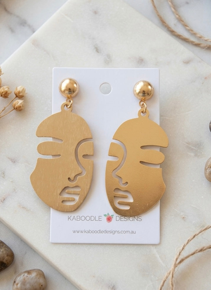 Face Cutout Novelty Fun Drop Dangle Earrings