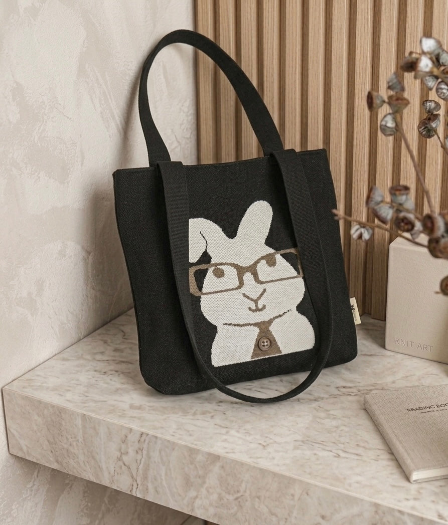 Bunny Rabbit Knit Tote Bag