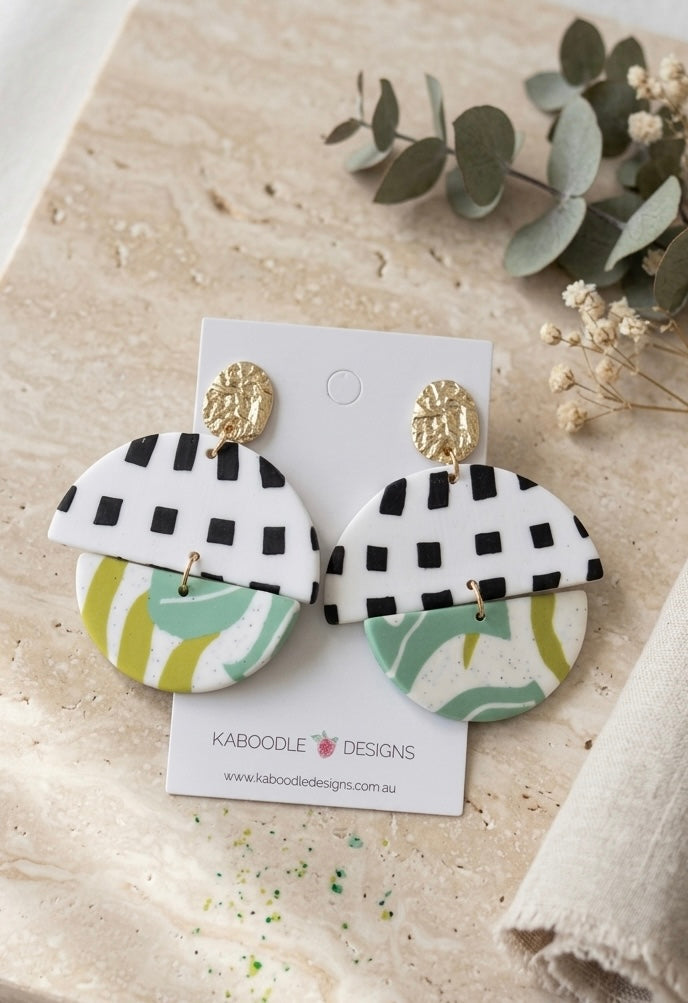 Clay Geometric Shapes and Patterns Drop Dangle Earrings