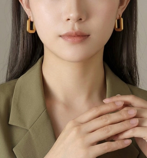 Stainless Steel Geometric Hoop Earrings
