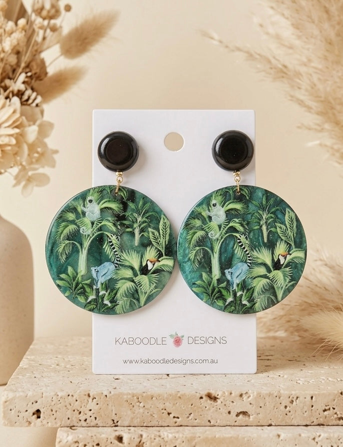 Rainforest Amazon Animal Earrings - Monkey, Lemur & Toucan Dangles