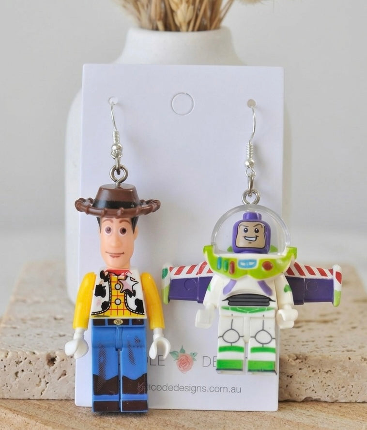 Buzz Lightyear and Woody Earrings - Toy Story Novelty Dangle Drops