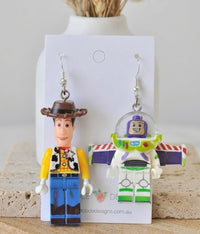 Buzz Lightyear and Woody Earrings - Toy Story Novelty Dangle Drops