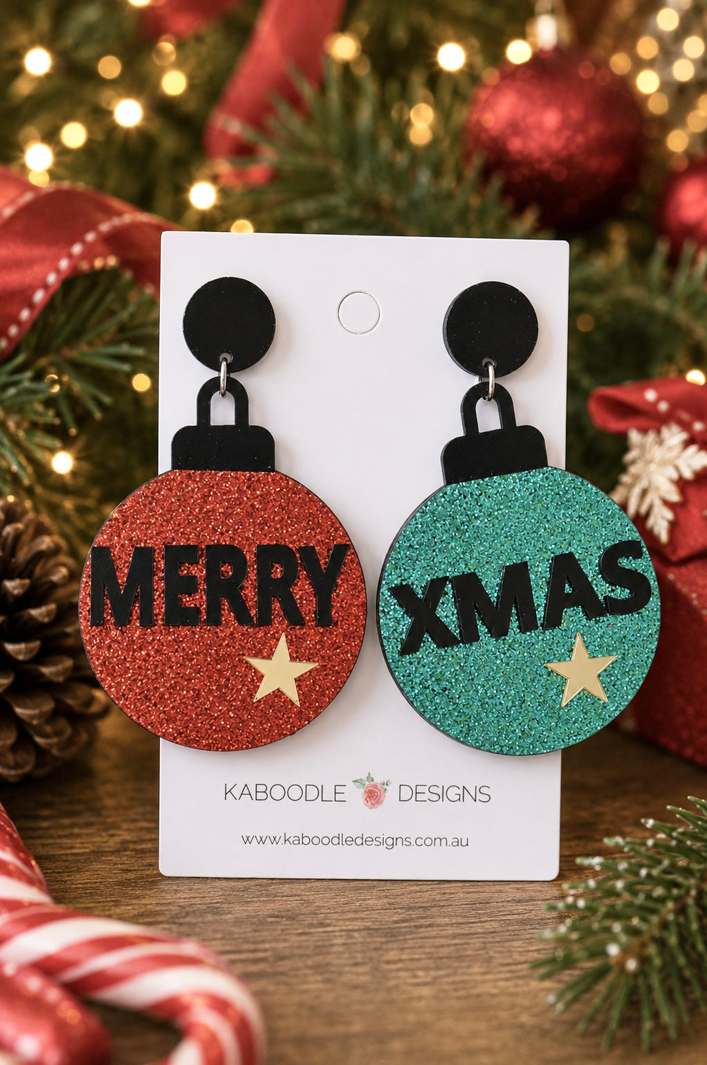 Christmas Bauble Earrings - Acrylic Dangle Drops