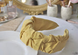 Fabric Ruffled Ruffle Statement Headband - Mustard Yellow