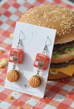 Takeaway Fast food French Fries Burger Hamburger Drop Dangle Earrings