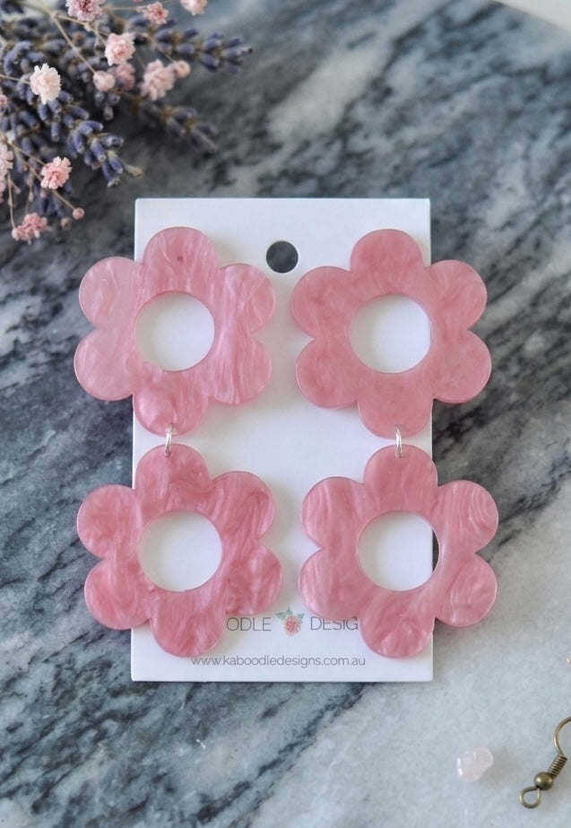 Acrylic Daisy Flower Drop Dangle Earrings
