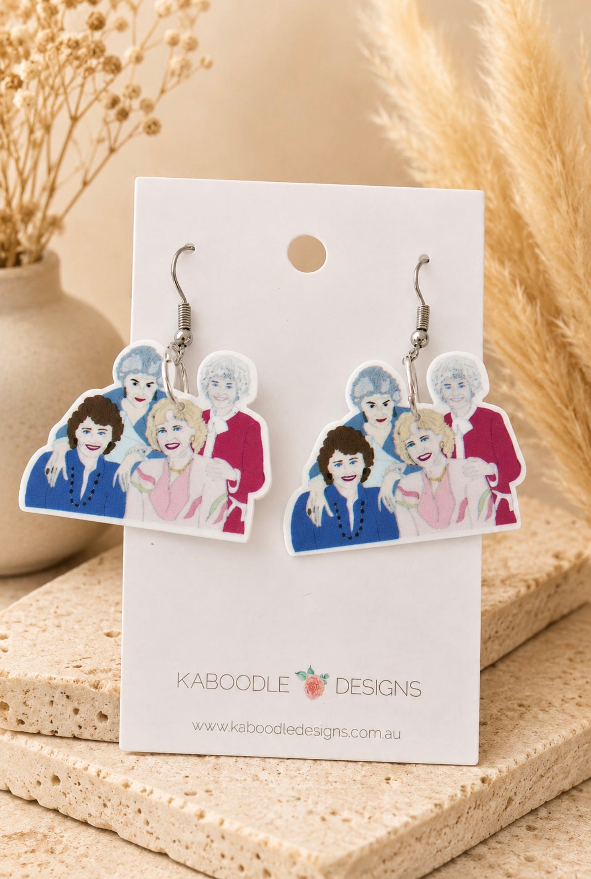 Golden Girls Earrings - Acrylic 80s TV show Drop Dangles