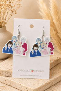 Golden Girls Earrings - Acrylic 80s TV show Drop Dangles
