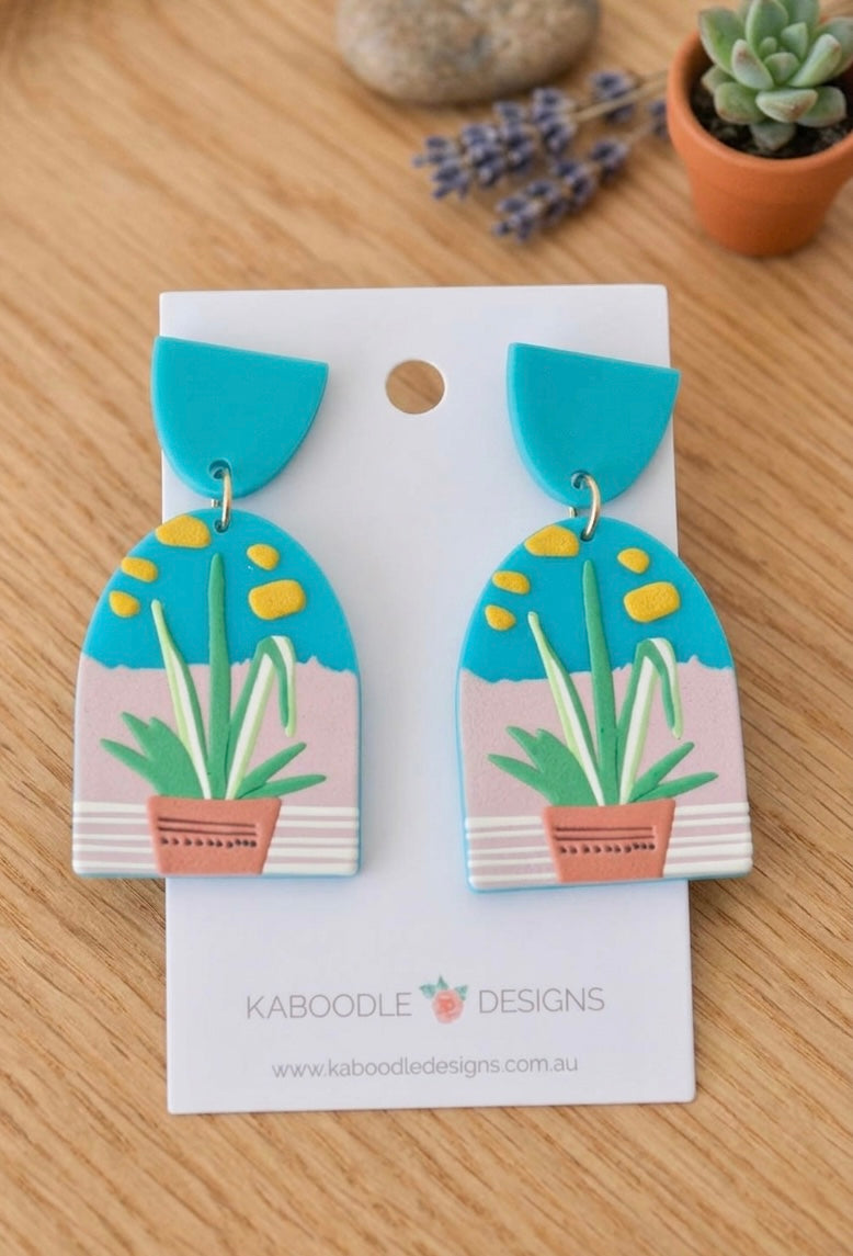 Geometric Plant Plants Statement Drop Dangle Earrings