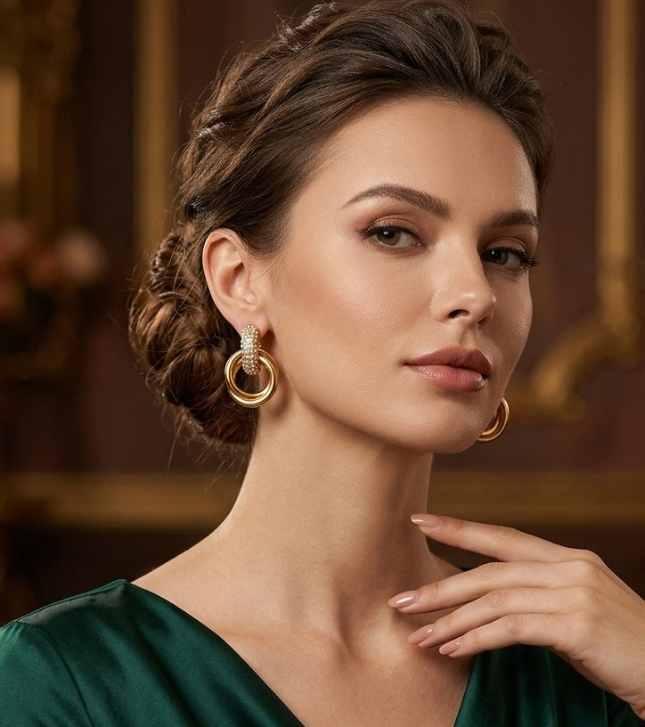 Stainless Steel 18k Cubic Zirconia Drop Earrings