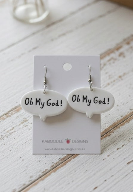 OMG Oh My God! Speech Bubble Dangle Drop Earrings