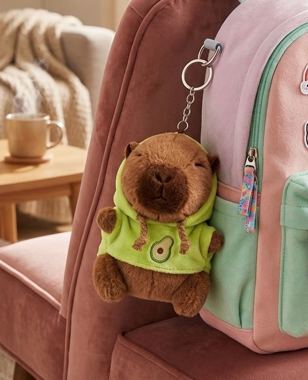 Capybara Green Avocado Hoodie Plush Handbag Keychain Keyring