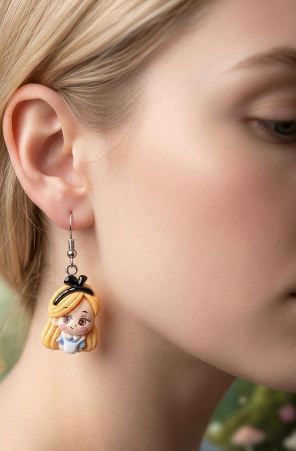 Alice in Wonderland Cheshire Cat Dangle Earrings