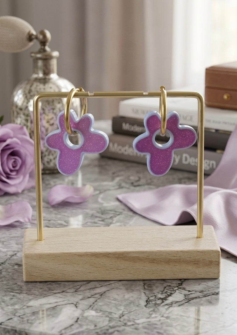 Flower Hoop Drop Earrings