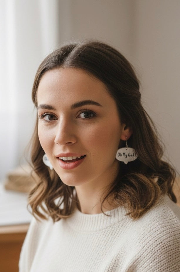 OMG Oh My God! Speech Bubble Dangle Drop Earrings