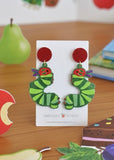 Acrylic Caterpillar Glitter Drop Dangle Earrings