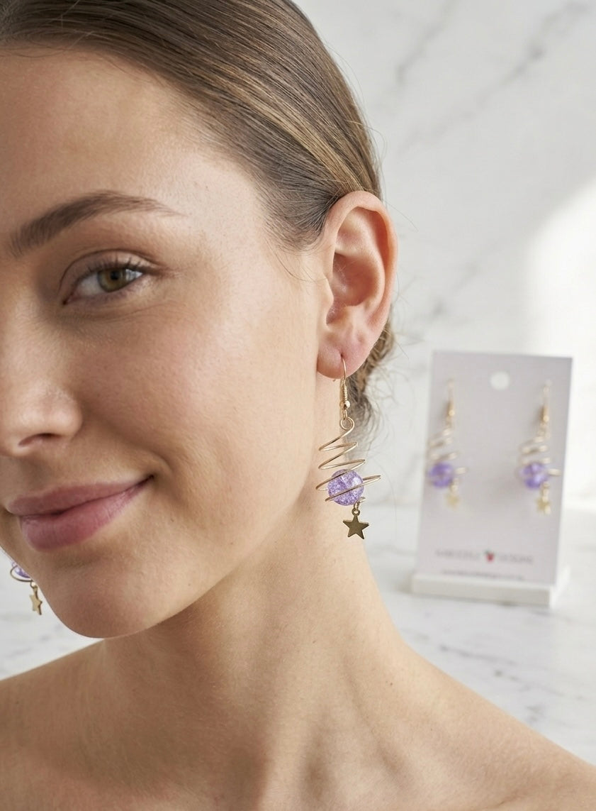 Galaxy Universe Star Spiral Planet Novelty Fun Drop Dangle Earrings