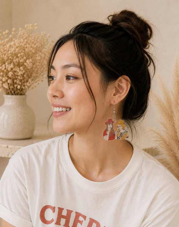 Kath and Kim Earrings - Acrylic TV Show Dangle Drops