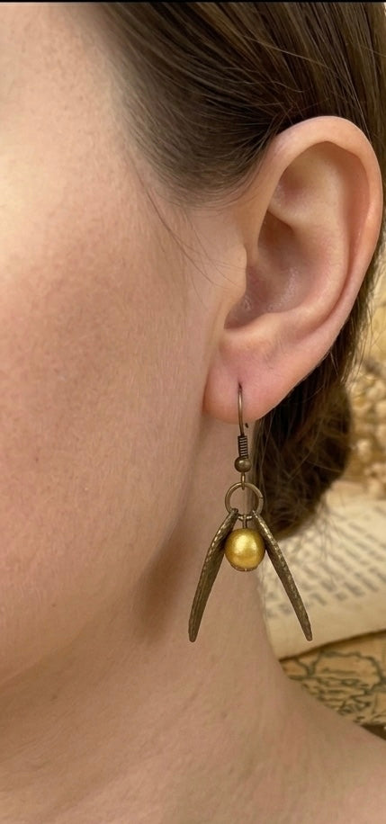 Harry Potter Inspired Golden Snitch Dangle Earrings