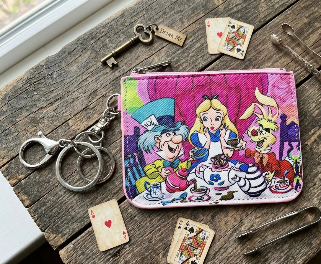 Alice In Wonderland Coin Card Purse Keychain Keyring