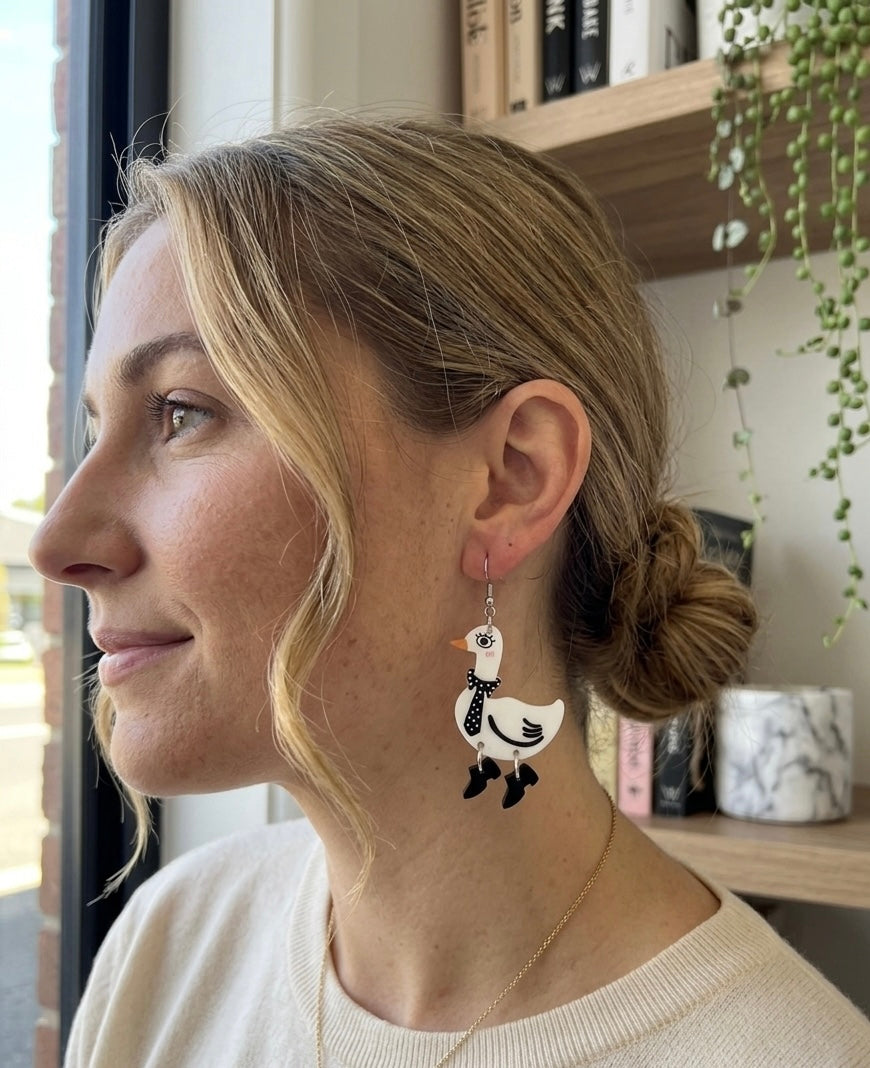 Acrylic Duck Goose Drop Dangle Earrings