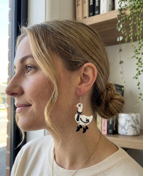 Acrylic Duck Goose Drop Dangle Earrings