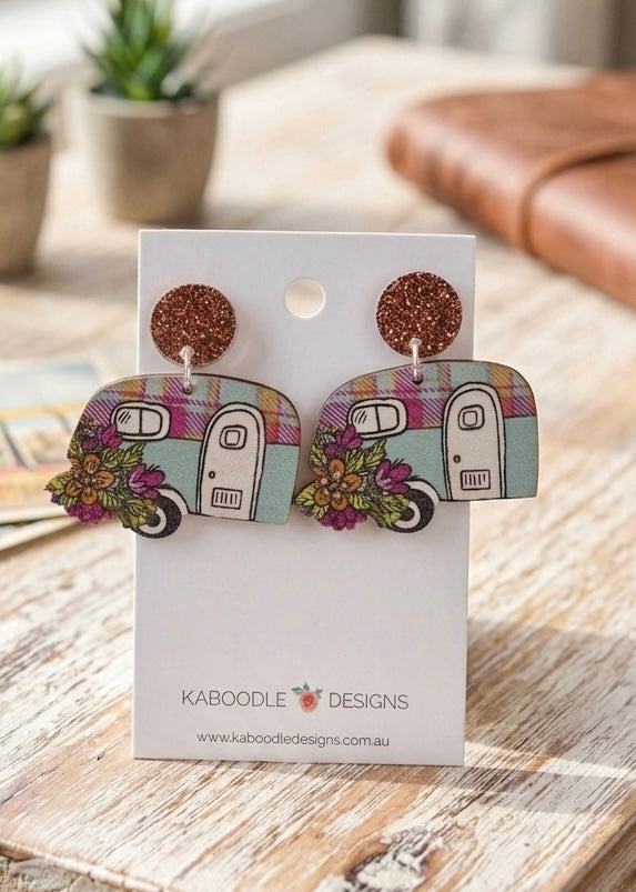 Campervan Camping Drop Dangle Earrings
