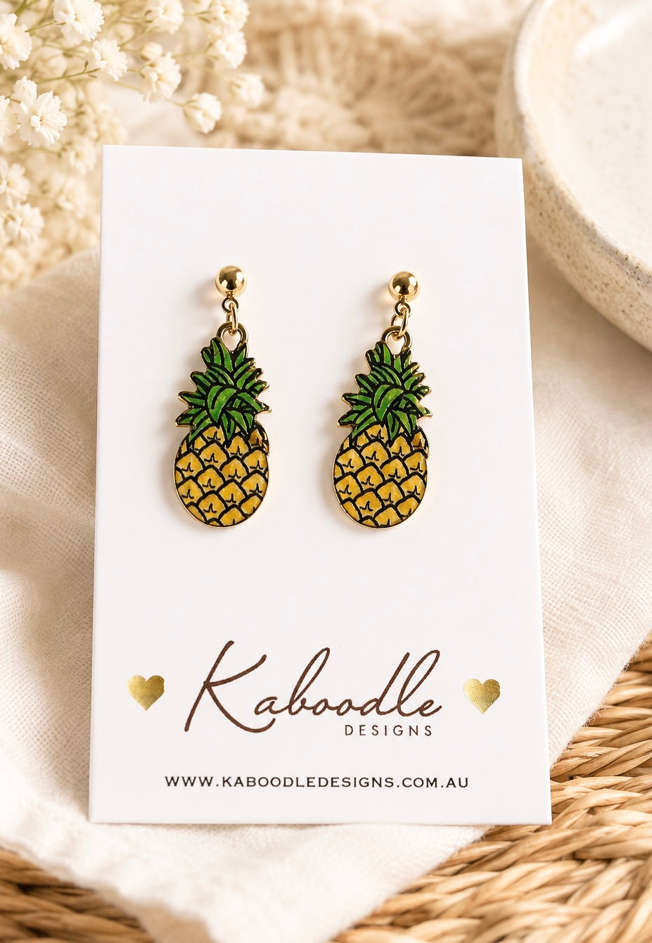 Pineapple Earrings - Miniature Enamel Dangles