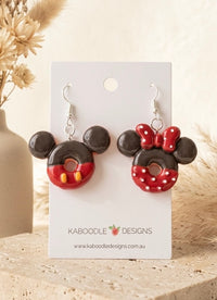 Micky and Minnie Pretzel Earrings - Chocolate Drop Design