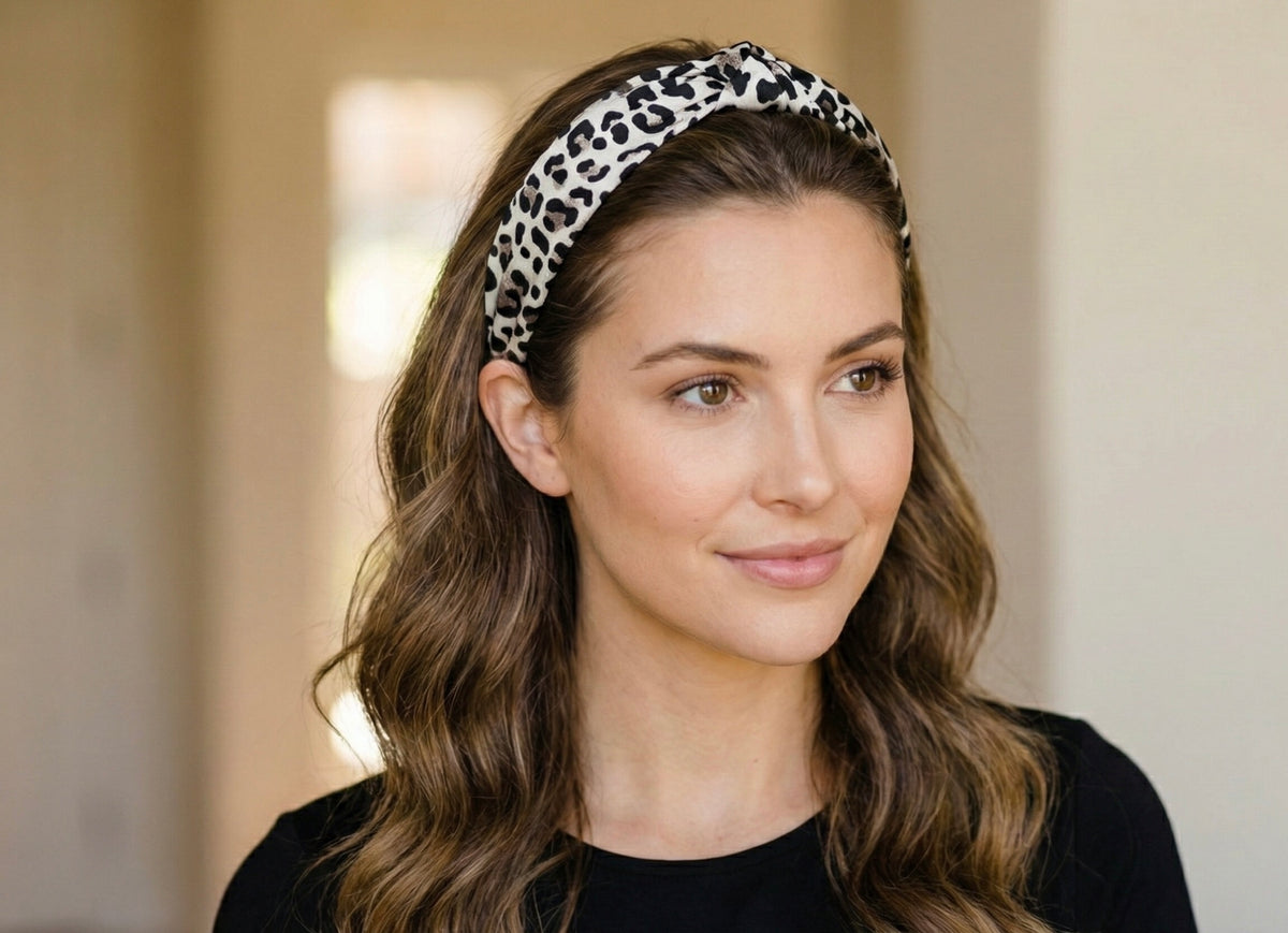 Fabric Knotted Headband - Leopard Print