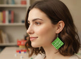 Naughts and Crosses Tic Tac Toe Drop Dangle Earrings - Green