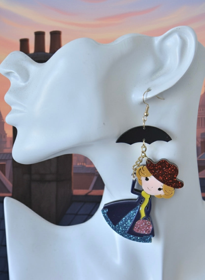 Acrylic Mary Poppins Drop Dangle Earrings