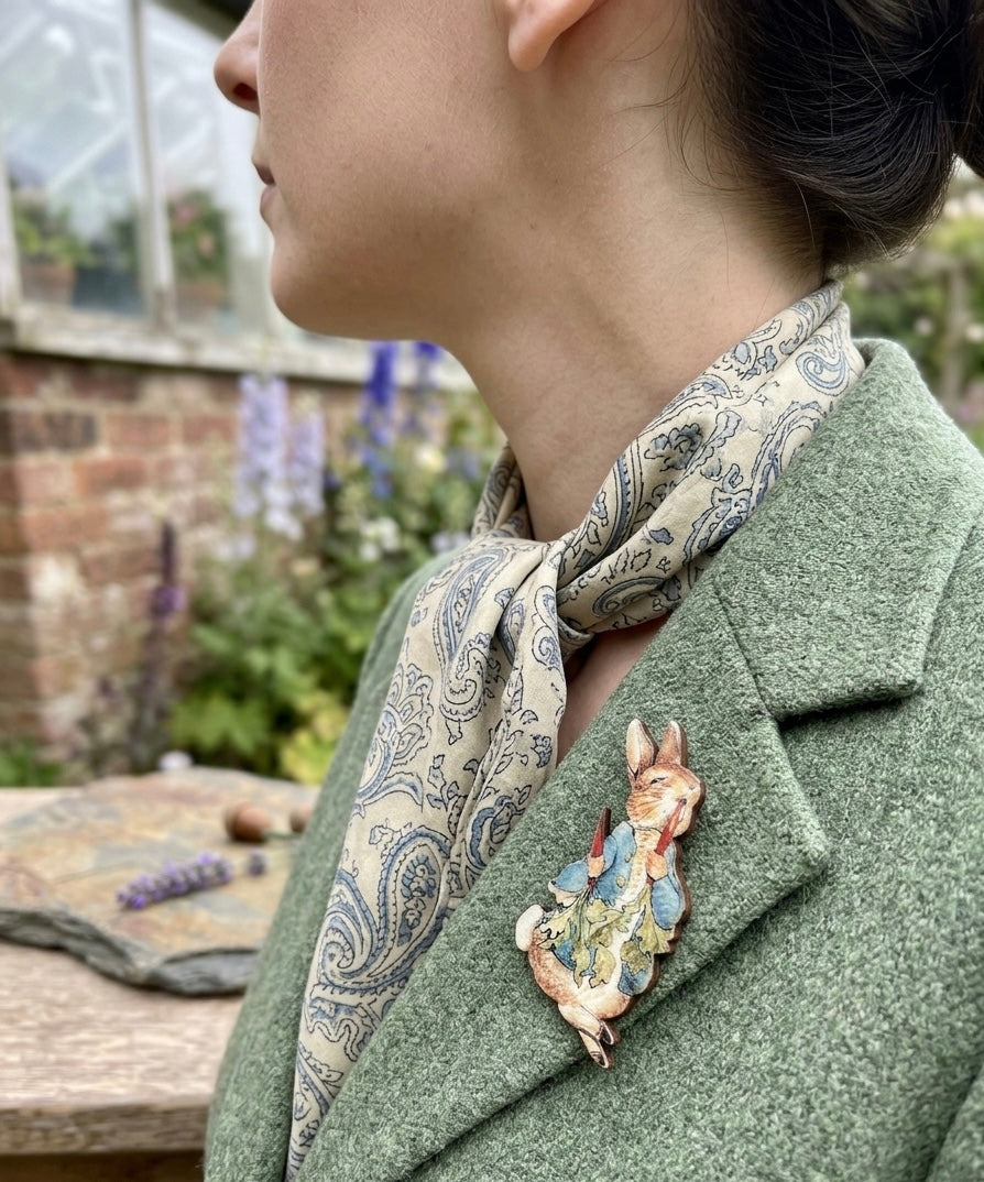 Peter Rabbit Wood Wooden Brooch