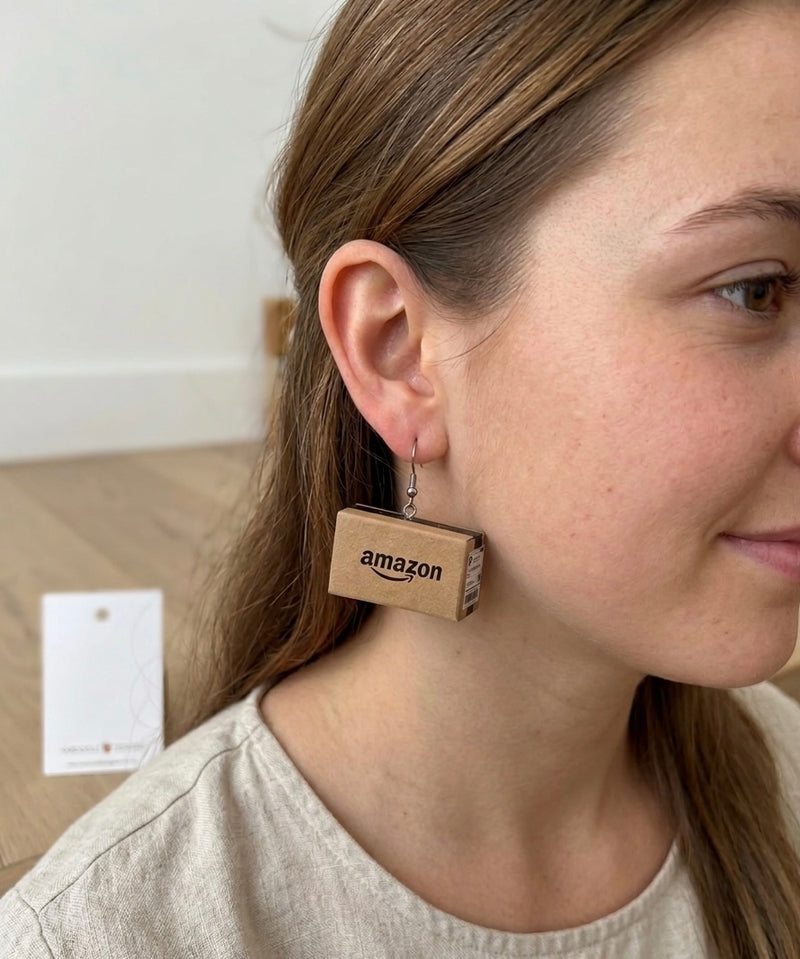 Courier Postage Box Shopaholic Online Shopping Drop Dangle Earrings (Copy)