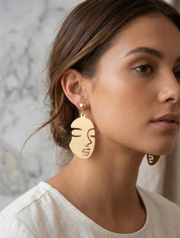 Face Cutout Novelty Fun Drop Dangle Earrings