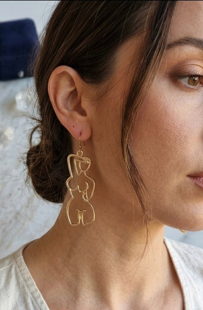 Female Body Figure Woman Lady Novelty Fun Drop Dangle Earrings